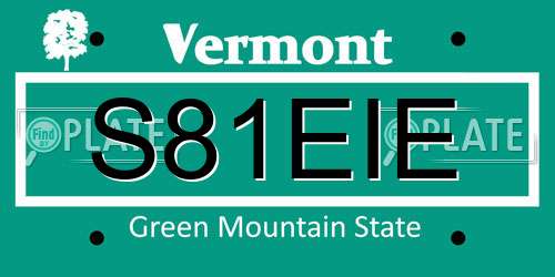S81EIE Vermont License Plate