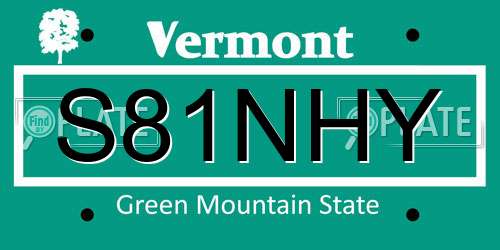 S81NHY Vermont License Plate
