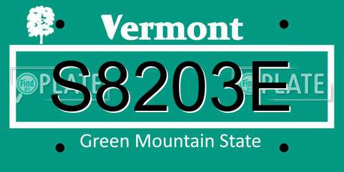 S8203E Vermont License Plate
