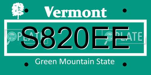 S820EE Vermont License Plate