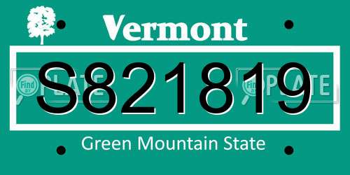 S821819 Vermont License Plate