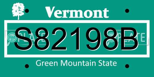 S82198B Vermont License Plate