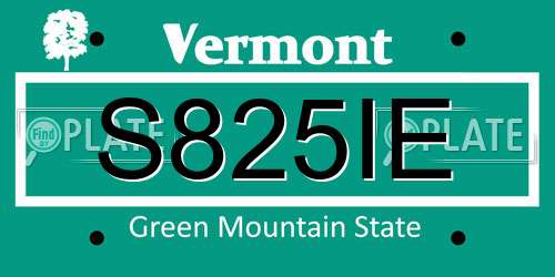 S825IE Vermont License Plate