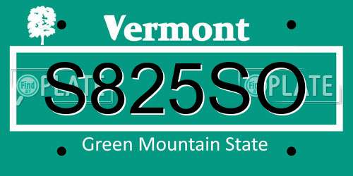 S825SO Vermont License Plate