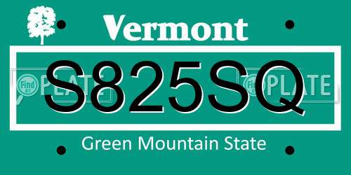 S825SQ Vermont License Plate