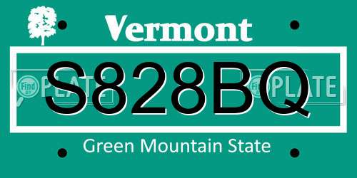 S828BQ Vermont License Plate