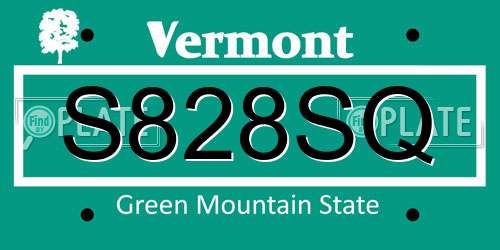 S828SQ Vermont License Plate