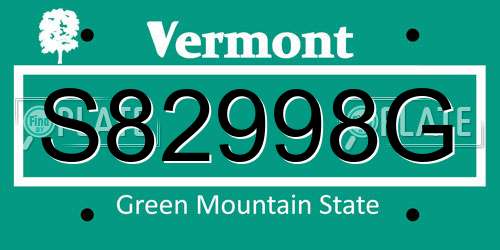 S82998G Vermont License Plate