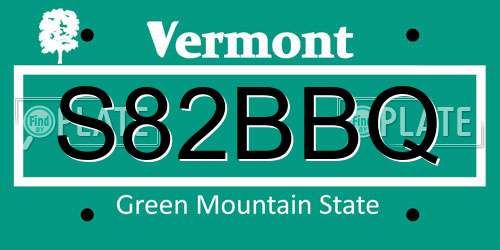 S82BBQ Vermont License Plate