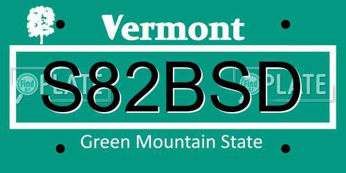 S82BSD Vermont License Plate