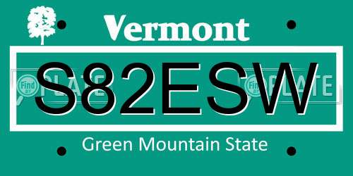 S82ESW Vermont License Plate