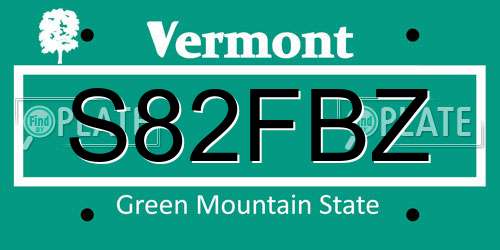S82FBZ Vermont License Plate