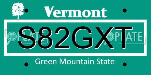 S82GXT Vermont License Plate