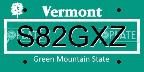 S82GXZ Vermont License Plate