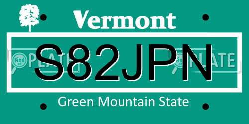S82JPN Vermont License Plate
