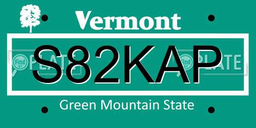 S82KAP Vermont License Plate