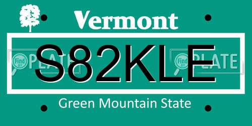 S82KLE Vermont License Plate