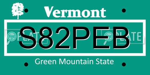 S82PEB Vermont License Plate