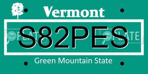 S82PES Vermont License Plate