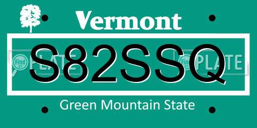 S82SSQ Vermont License Plate