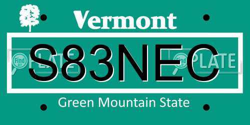 S83NEC Vermont License Plate