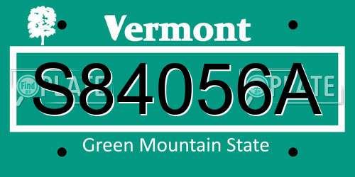 S84056A Vermont License Plate