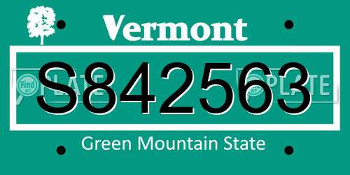 S842563 Vermont License Plate