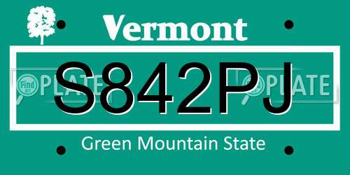 S842PJ Vermont License Plate