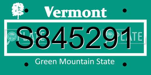 S845291 Vermont License Plate