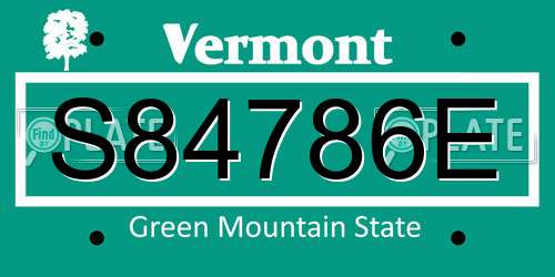 S84786E Vermont License Plate