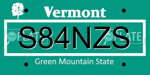 S84NZS Vermont License Plate