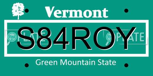 S84ROY Vermont License Plate