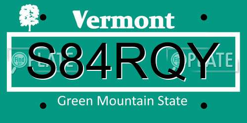 S84RQY Vermont License Plate