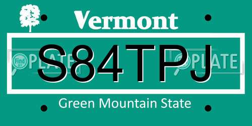 S84TPJ Vermont License Plate
