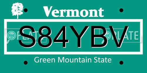 S84YBV Vermont License Plate