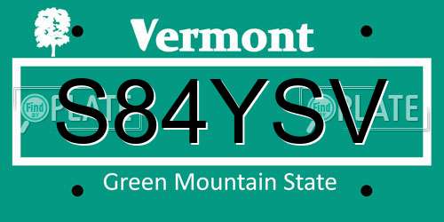 S84YSV Vermont License Plate