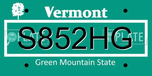 S852HG Vermont License Plate