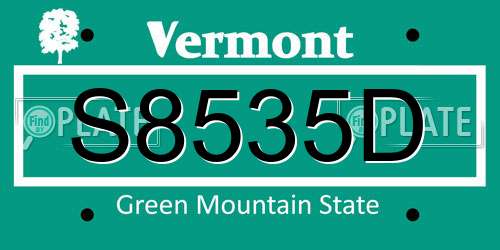 S8535D Vermont License Plate