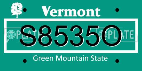 S8535O Vermont License Plate