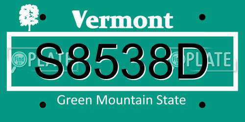 S8538D Vermont License Plate