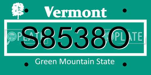 S8538O Vermont License Plate