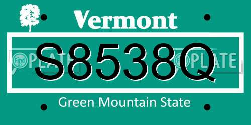 S8538Q Vermont License Plate