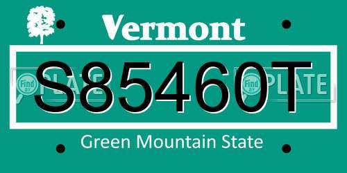 S85460T Vermont License Plate