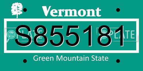 S855181 Vermont License Plate