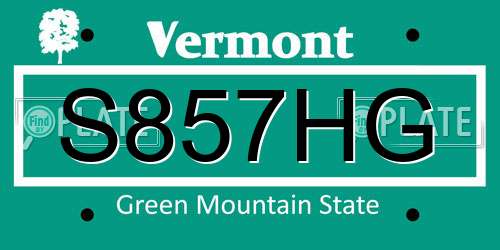 S857HG Vermont License Plate