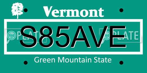 S85AVE Vermont License Plate