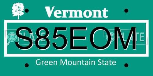 S85EOM Vermont License Plate