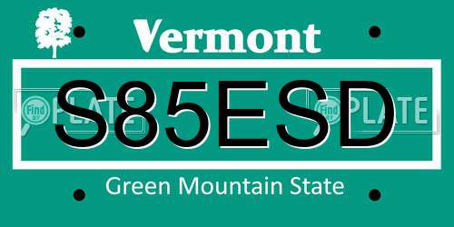 S85ESD Vermont License Plate
