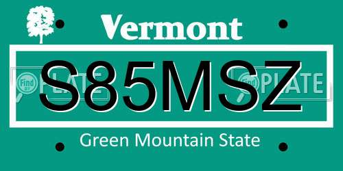 S85MSZ Vermont License Plate