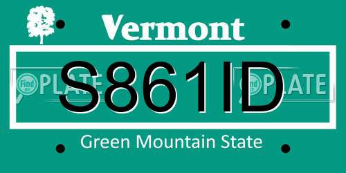 S861ID Vermont License Plate